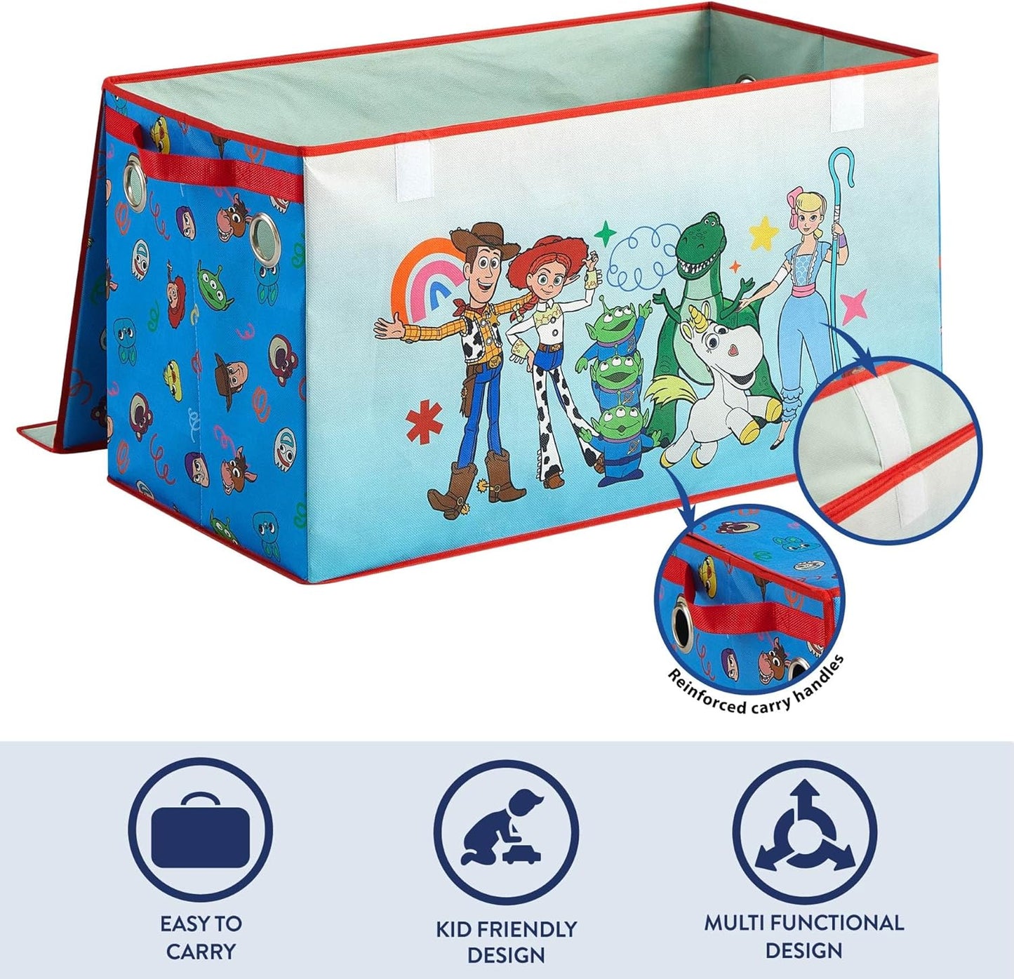 Disney Pixar Toy Story Collapsible Storage Trunk with Lid,Large Durable Kids Toy Box Organizer for Bedroom &Playroom,28.5"x14.5"x16"
