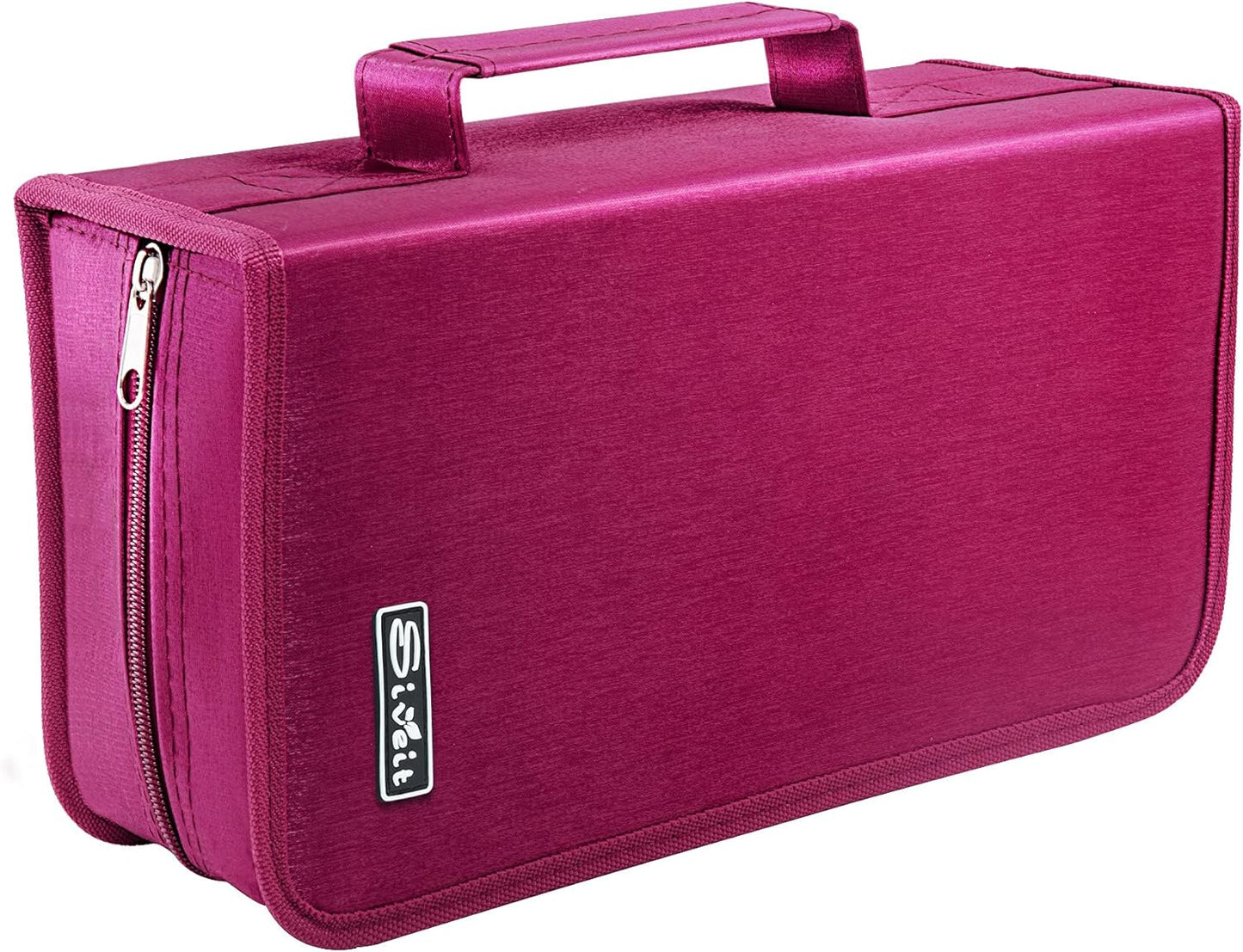 DVD Case, 128 Capacity CD/DVD Case Wallet Binder Storage Holder Booklet for Car Home Office and Travel (White binder, Rose)