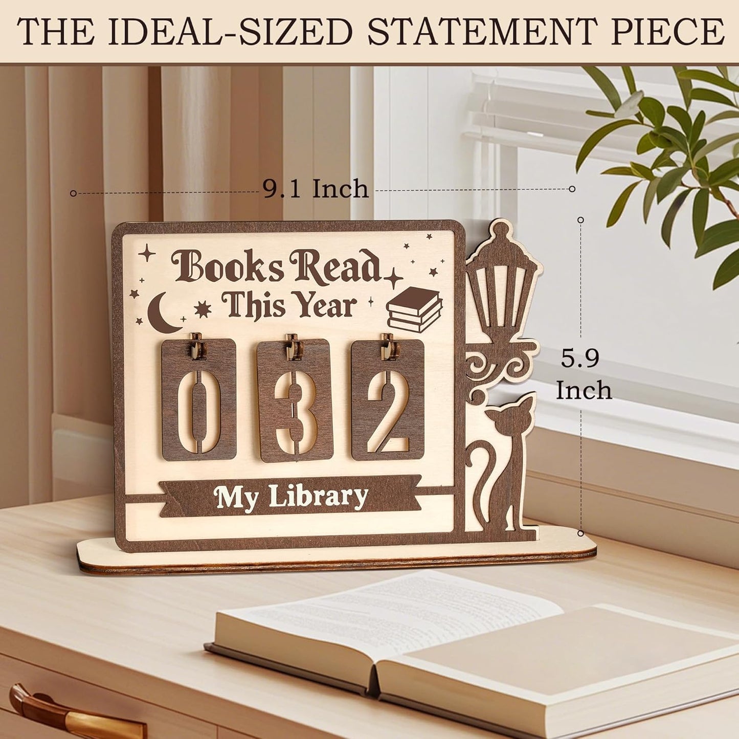 Books Read This Year Counter, Book Tracker for Bookshelf Decor, Book Lovers Gifts for Women Bookish Readers Teacher, Books Counter for Home Library Decor Wall Art Easter Basket Stuffers
