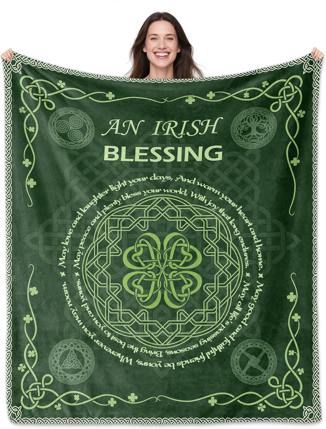 Irish Blessing Gifts, Traditional Celtic Irish Gift Blanket for Women Men 50"x60", for Mom Grandma, Birthday, Wedding, New Home Housewarming, Christmas or Sympathy Gift