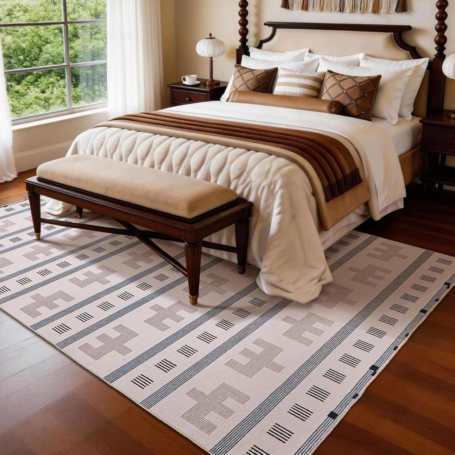 YIHOUSE 6x9 Area Rug for Living Room Geometric Boho Rug Moroccan Washable Area Rug Non Slip Indoor Modern Abstract Rugs for Bedroom Dining Room Kitchen,Cream Beige