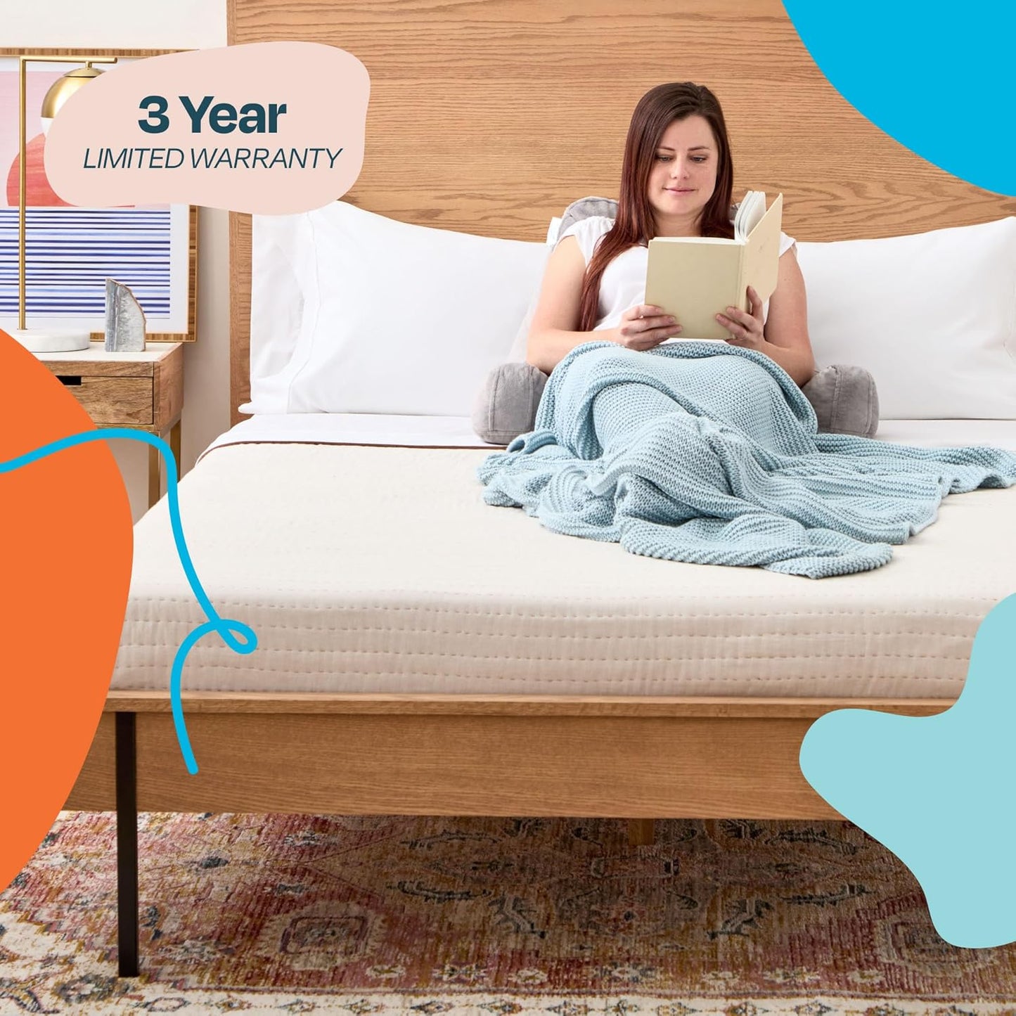 Linenspa Reading Pillow with Shredded Memory Foam- Back Pillow for Sitting in Bed, Reading, Gaming, Watching TV – Chair with Arms, Dorm Room Essentials, Stone