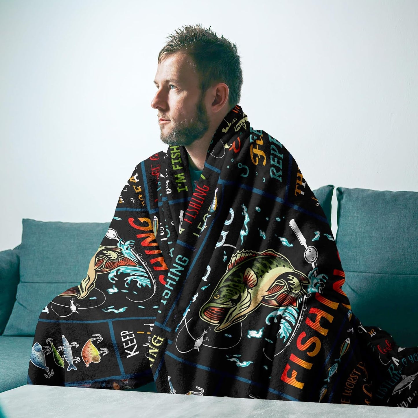 Fishing Gifts for Men, Fishing Gifts for Boys/Women, Mens Fly Fishings Lover Gift Blanket 60” x 50”, Gift for Fisherman