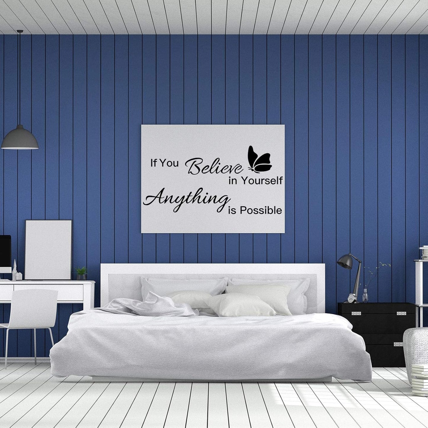 2 Sheets Vinyl Wall Quotes Stickers Ability Motivation Attitude Believe in Yourself Inspirational Saying Home Decals Quote Home Decor for Office School Classroom Teen Dorm Room Wall Decal (Black)