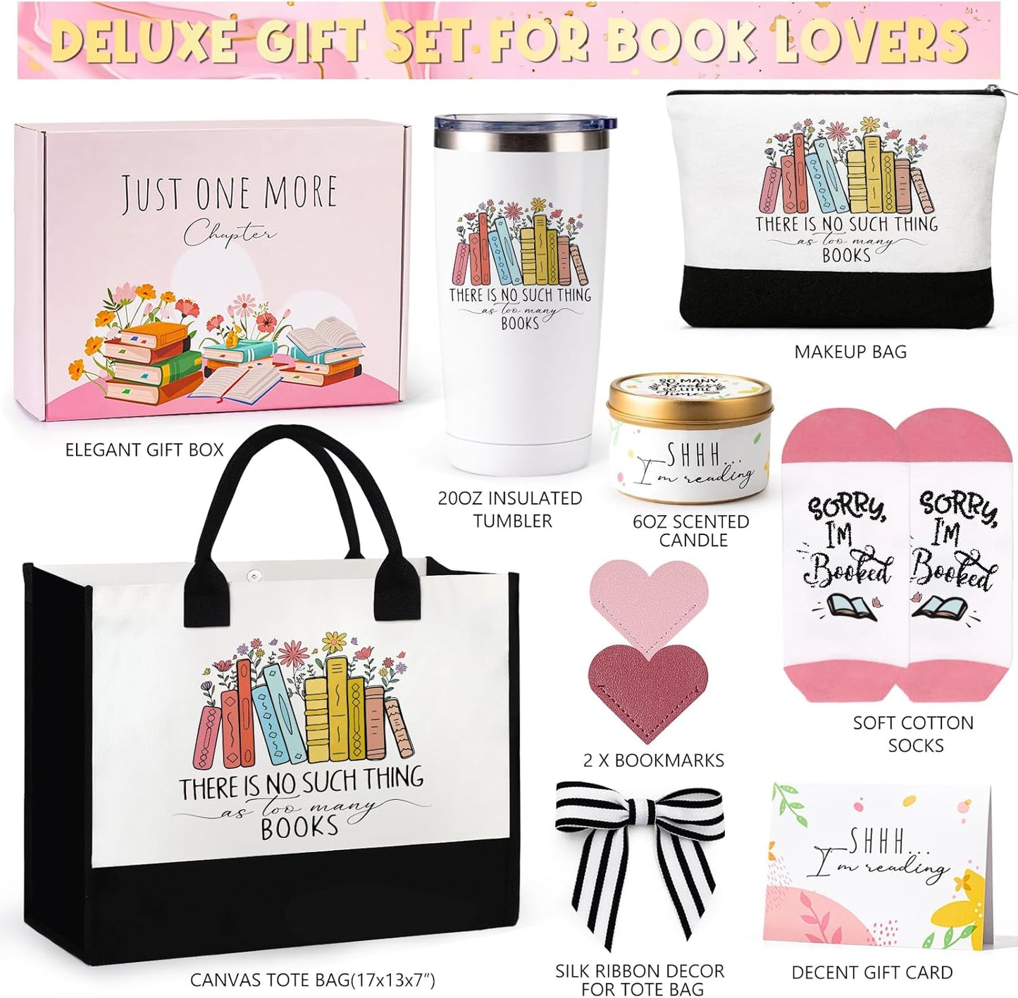 Book Lover Gifts for Women, Bookish Gifts w Reading Accessories, Books Club Gift for Readers and Bookworms Women Birthday Gift for Book Lovers, Librarians, Teachers