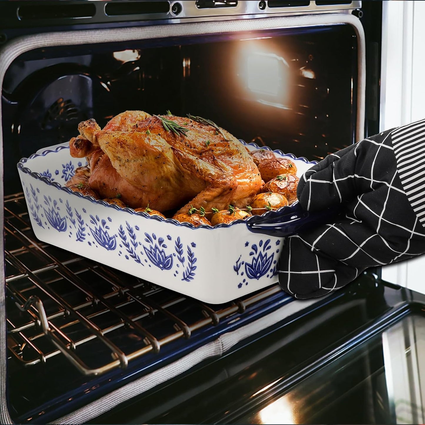 SOUJOY 3 Pack Porcelain Bakeware Set, Rectangular Baking Dishes, Lasagna Pan for Cooking, Kitchen, Casserole Dishes, Cake Dinner, Banquet and Daily Use