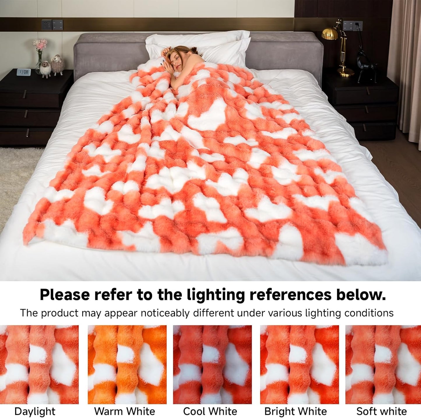 Cozy Bubble Blanket Twin, Gift for Mom Mother's Day, Blush Pink and White Soft Breathable Foldable Travel Blanket for Spring Home Leisure Bed Office Nursery, Machine Washable, 60" x 80"