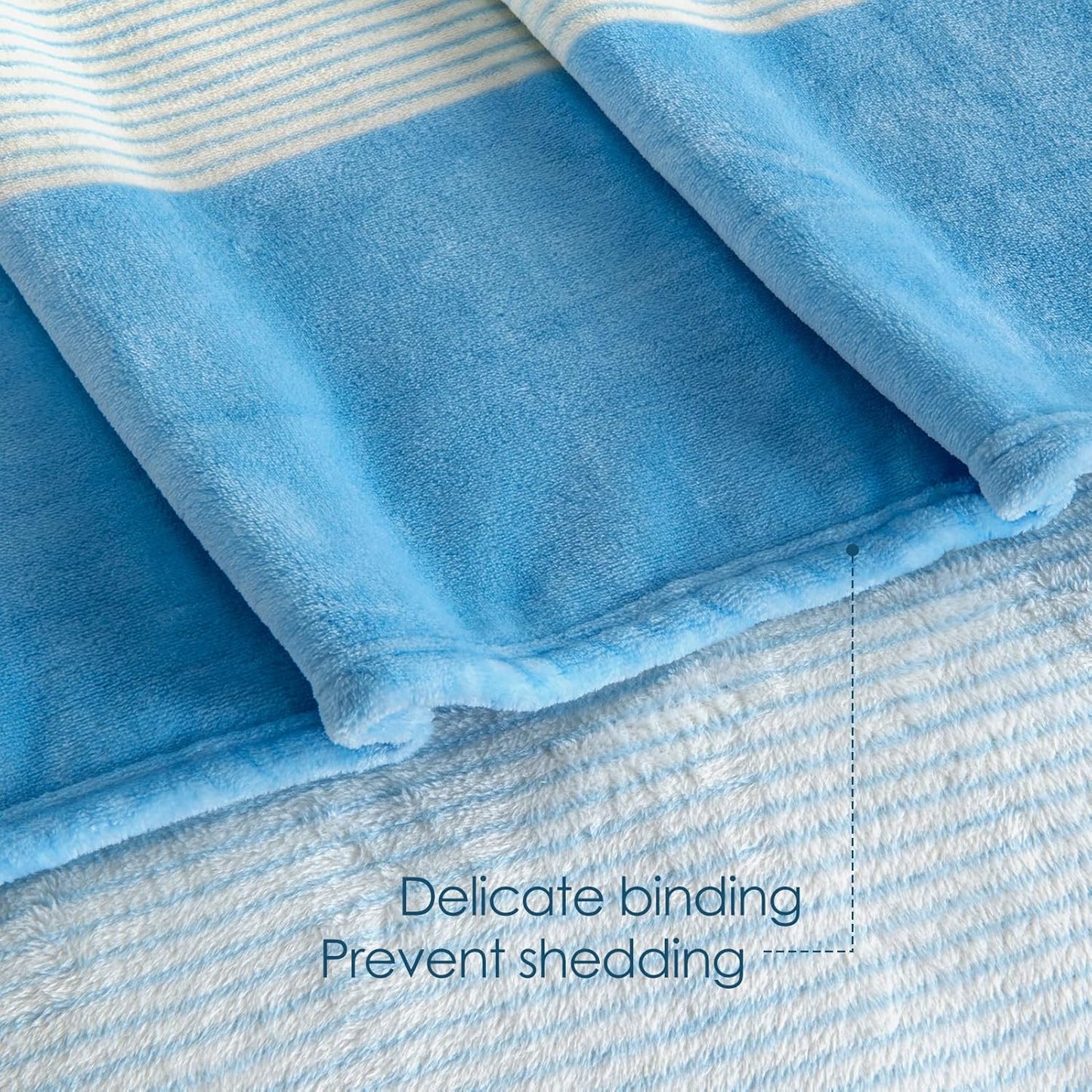 Homelike Moment Fleece Throw Blanket for Couch, Blue Soft Fluffy Blankets Throws, Fuzzy Cozy Plush Flannel Blanket for Sofa, Comfy Warm Lightweight Bed Blanket Striped (Light Blue, 50x60IN)