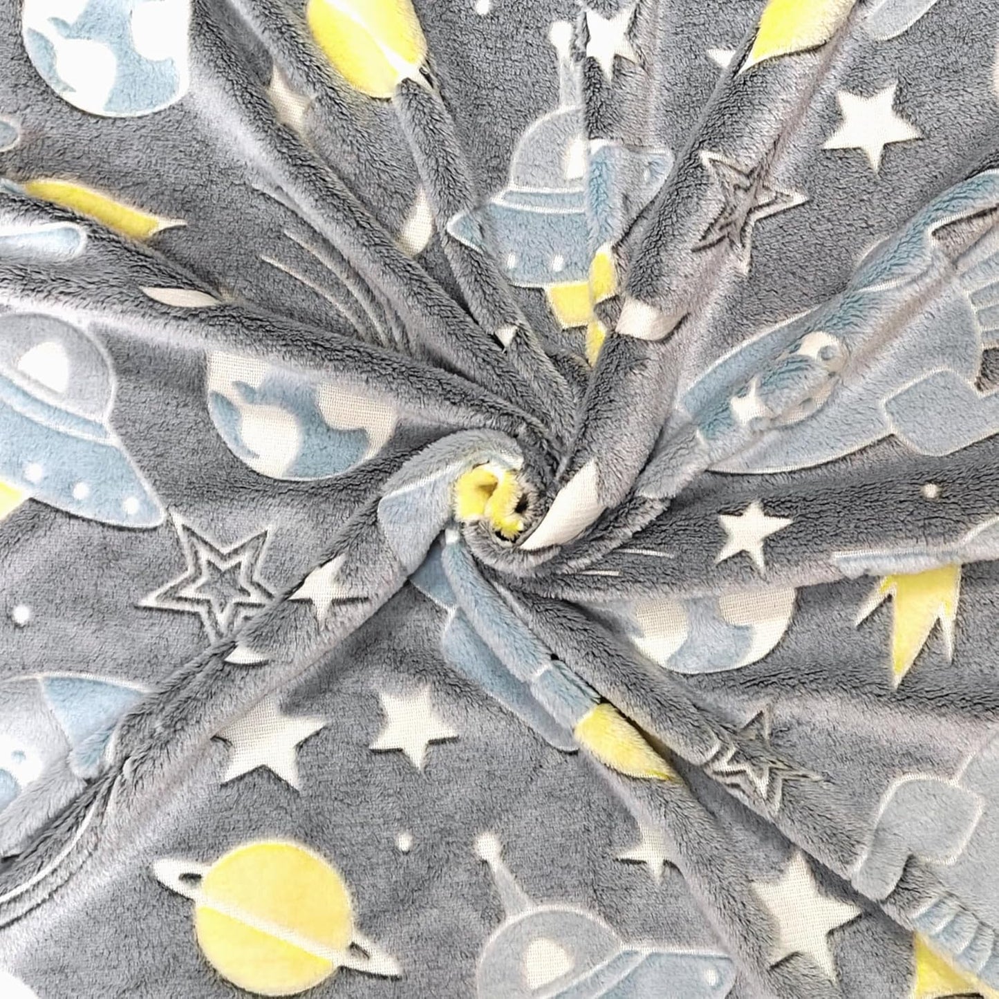 Glow in The Dark Space Blanket Glowing Rocket Spaceship Moon and Stars Throw Blankets Luminous Gifts for Kids Toddler Boys Girls Twin Size (Glow Space, 60"x 80")