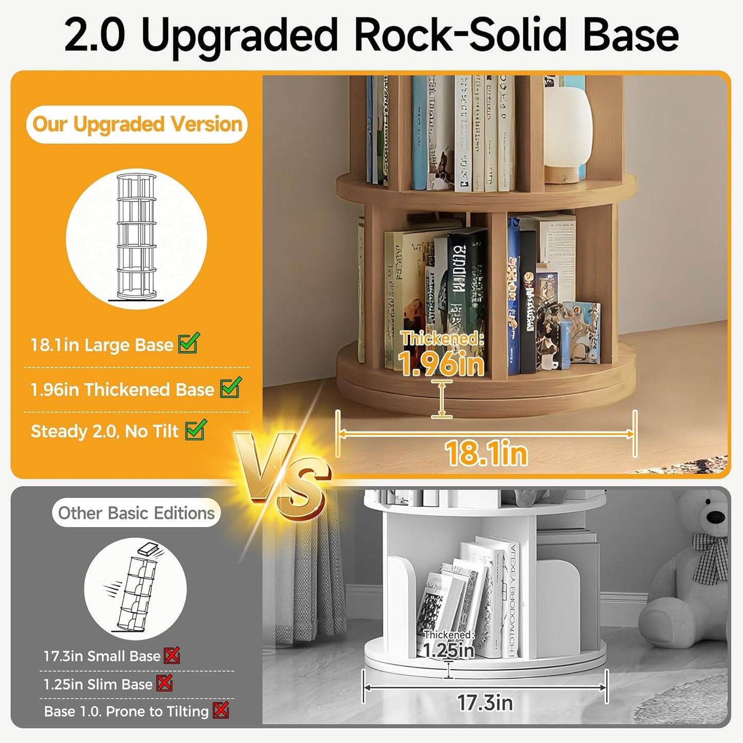 Rotating Bookshelf Tower, Wooden, 5 Tier Vertical Rotate Turning Spiral Corner Organizer, 360° Rotating Book Tower, Ideal for Small Spaces, Living Rooms, Bedrooms (Natural, 5 Tier)