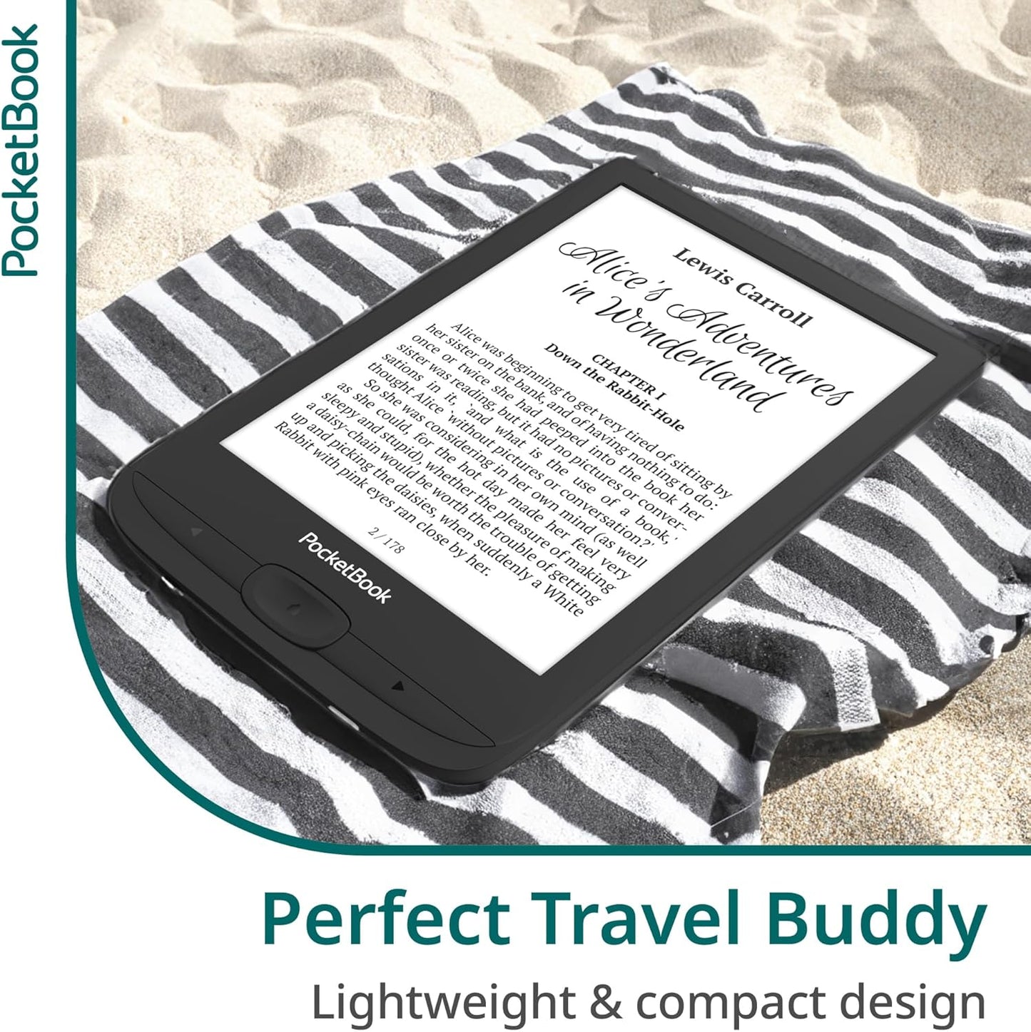 PocketBook Basic Lux 4 E-Book Reader - 6" Glare-Free HD E-Ink Display - Frontlight - Compact & Lightweight Ebooks Reader - Wi-Fi, Ergonomic Buttons - MicroSD Slot - Eye-Friendly Ereader