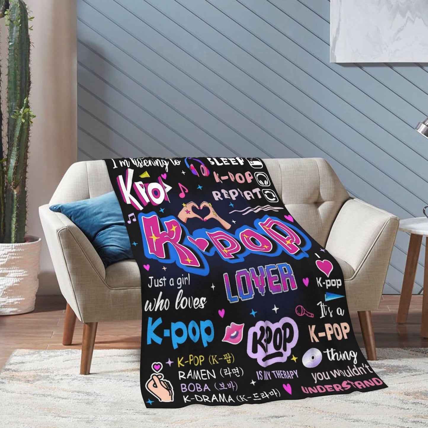 Kpop Gifts for Teen Girls, K-pop Blanket 60''x50'', k Pop Gifts for Girls, Kpop Merch, Kpop Blanket for Women, Korean Music Stuff, Christmas Birthday Gifts for BFF Girls Women