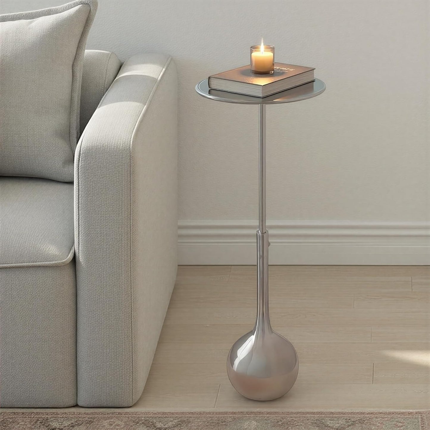 Bloomingville Metal Table with Stainless Steel Accents, Blue and Chrome