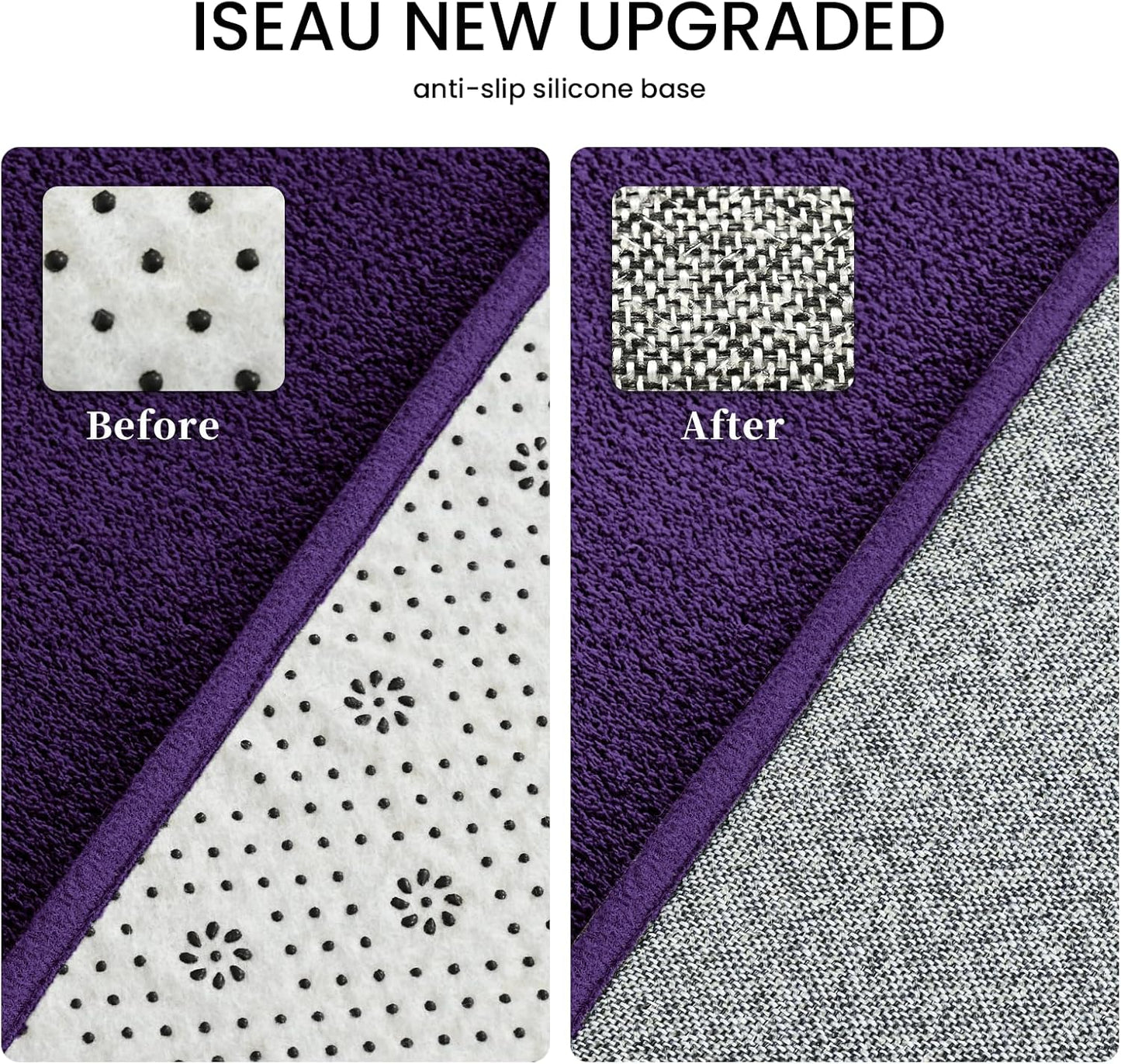 ISEAU 6x9 Rug for Living Room, Soft Memory Foam Carpet with Upgraded Non-Slip Silicone-Grip Bottom, Fluffy Shaggy Machine Washable Rugs for Living Room Kids Boys Girls Dorm Nursery Playroom, Purple