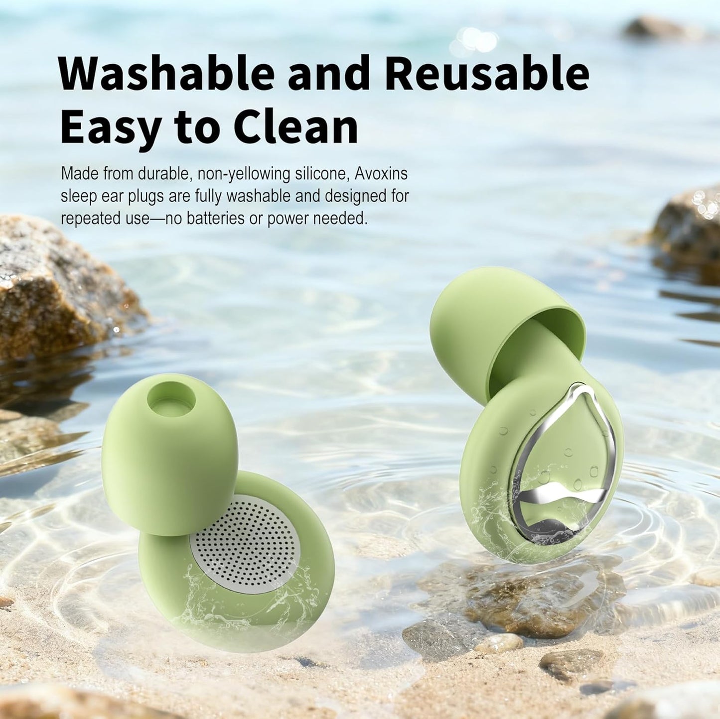Ear Plugs for Sleeping Ultra-Soft Silicone Earplugs for Noise Cancelling Concerts Reusable Noise Reduction Earbuds for Travel Focus Work 33dB Hearing Protection with 9 Ear Tips & Case (Green)
