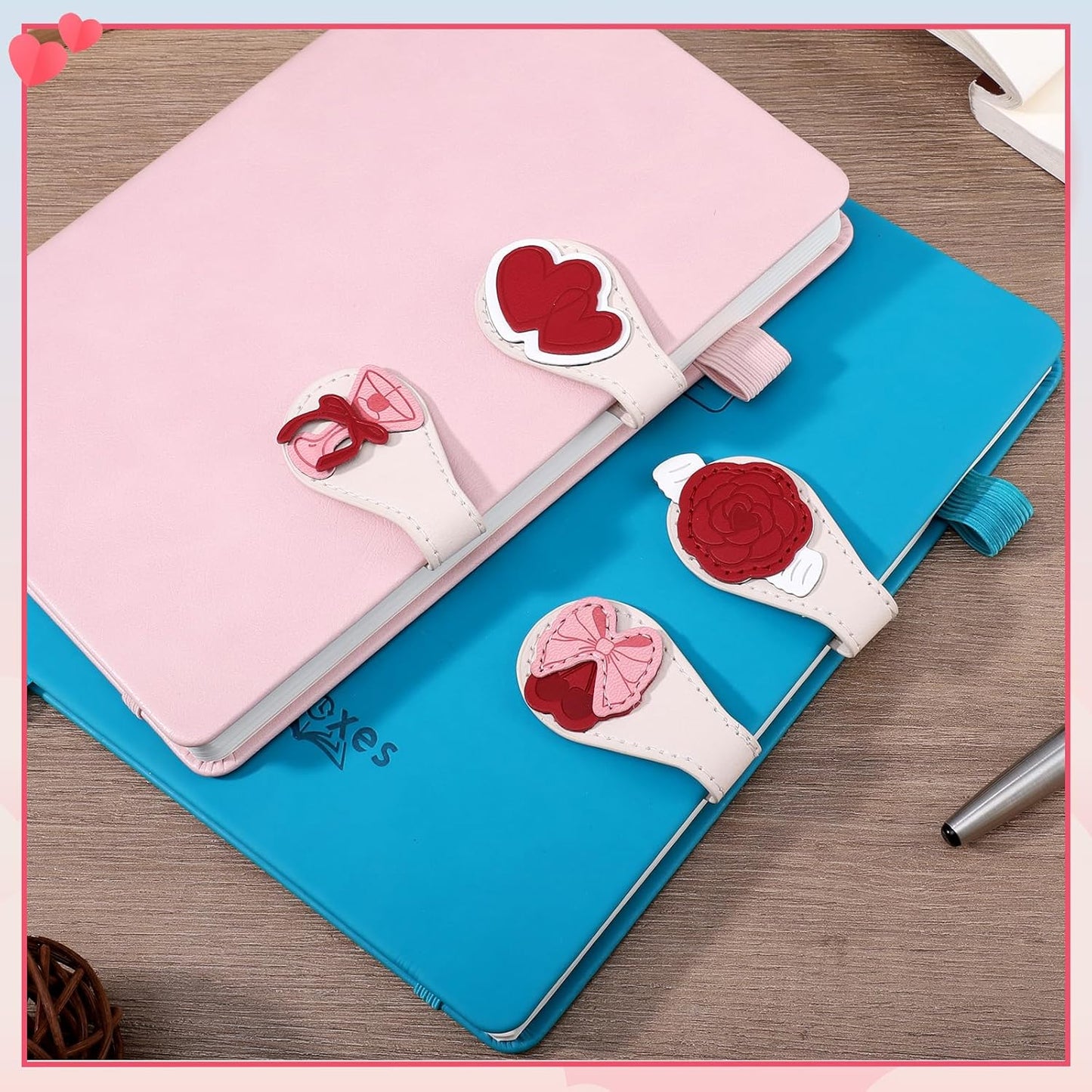 4Pcs Magnetic Leather Bookmark, Easter Gifts Easter Basket Stuffers Magnetic Book Marks for Reading Women Book Lovers Gifts PU Bookmarks Clip Book Accessories