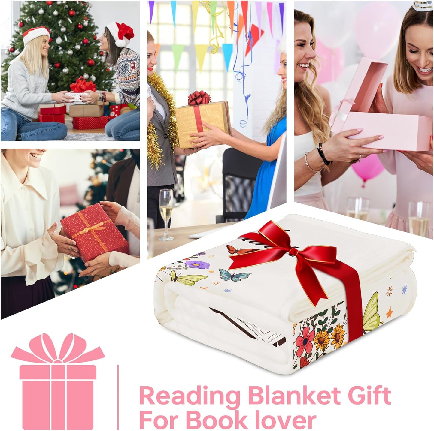 Book Lovers Gifts for Women Men,Book Reading Flannel Blanket 52'' x 60'',Reader Presents for Birthday,Reading Blankets Graduation Gift,Bookish Bookworm Mother's Day Birthday Gift for Women