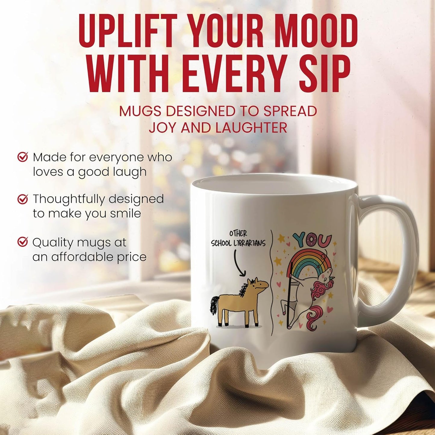 Other School Librarians Unicorn Mug - Knowledge Coffee Cup - Educator Funny Gift From Students - Literacy Advocate Tea Mugs - Book Lover Cups - 11 Oz Ceramic Gifts For Library Birthday, Him, Her
