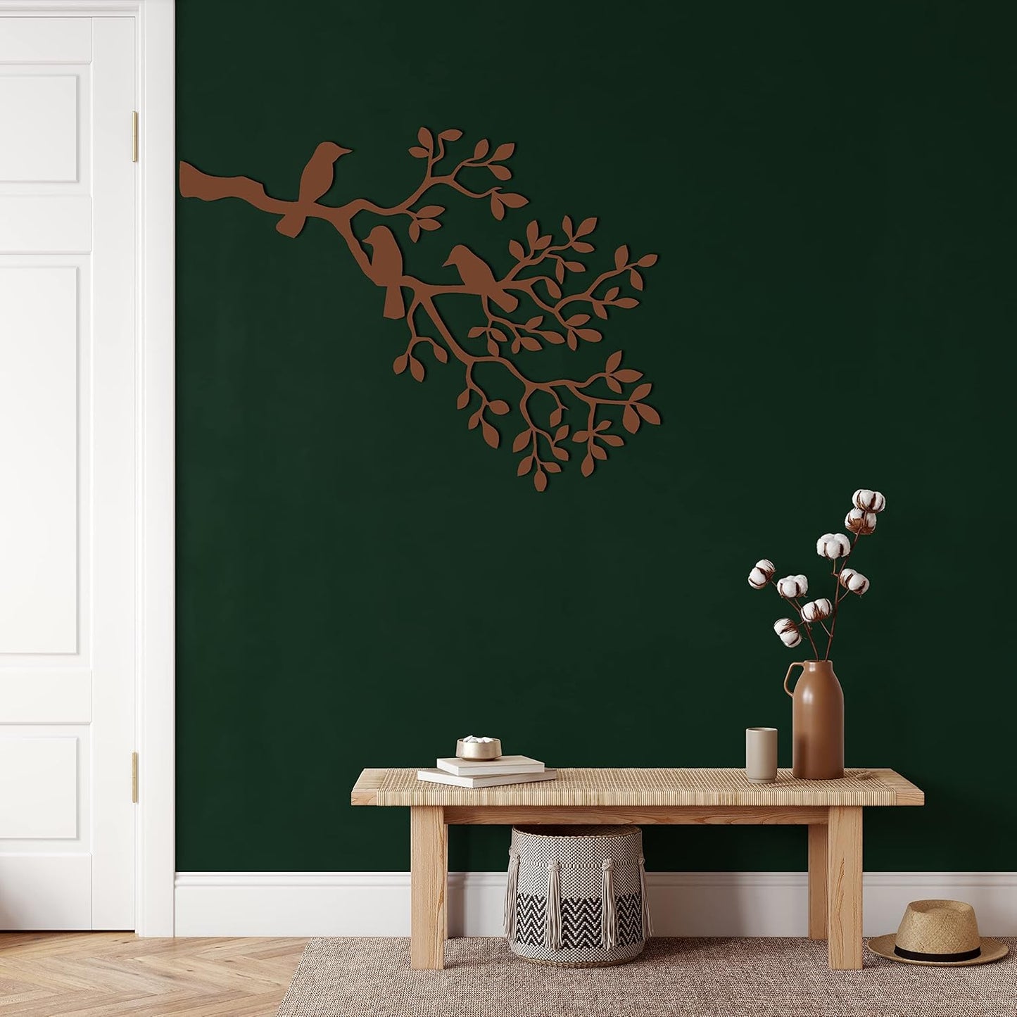 DEKADRON Metal Wall Decor, Branch And Birds, Home Living Room Decor, Wall Sign, Metal Wall Art, Interior Decoration, Indoor Outdoor Hangings, Bronze (118x87cm)