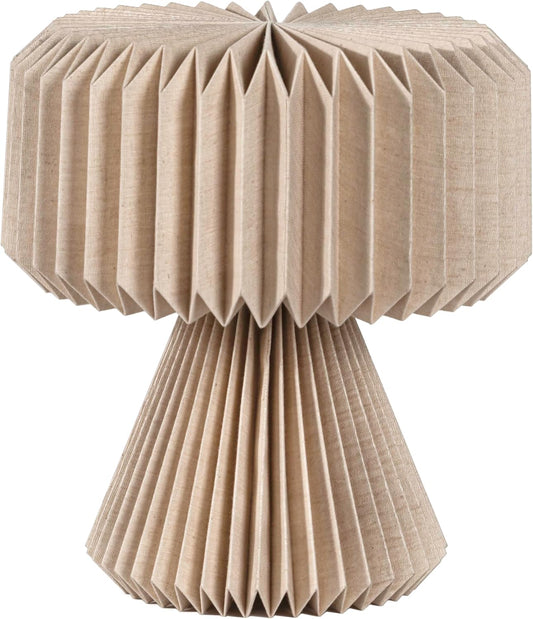 JONATHAN Y 12.8" Natural Modern Art Deco Accent LED Table Lamp for Bedroom, Paper Pleated Shade, Scandinavian Boho Small Bedside Lamp, LED Bulb Included JYL9107B