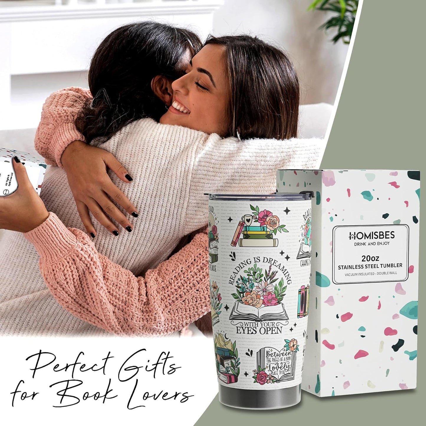 Book Lover Gifts for Women - Reading Tumbler Bookaholic Tumbler Gift for Her - Gift for Book worm - Tumbler for Book Nerd - Travel Tumbler 20oz