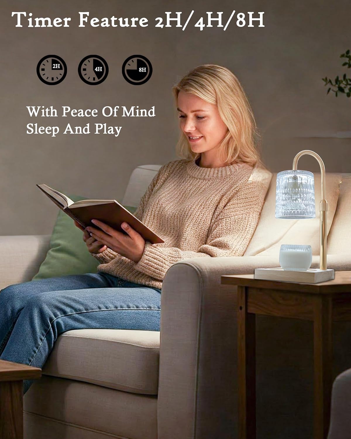Candle Warmer Lamp with Dimmer & Timer, Brithday Gifts for Mom Women, Adjustable Height Wax Warmer for Jar Candles, House Warming Gifts for New Home Decor