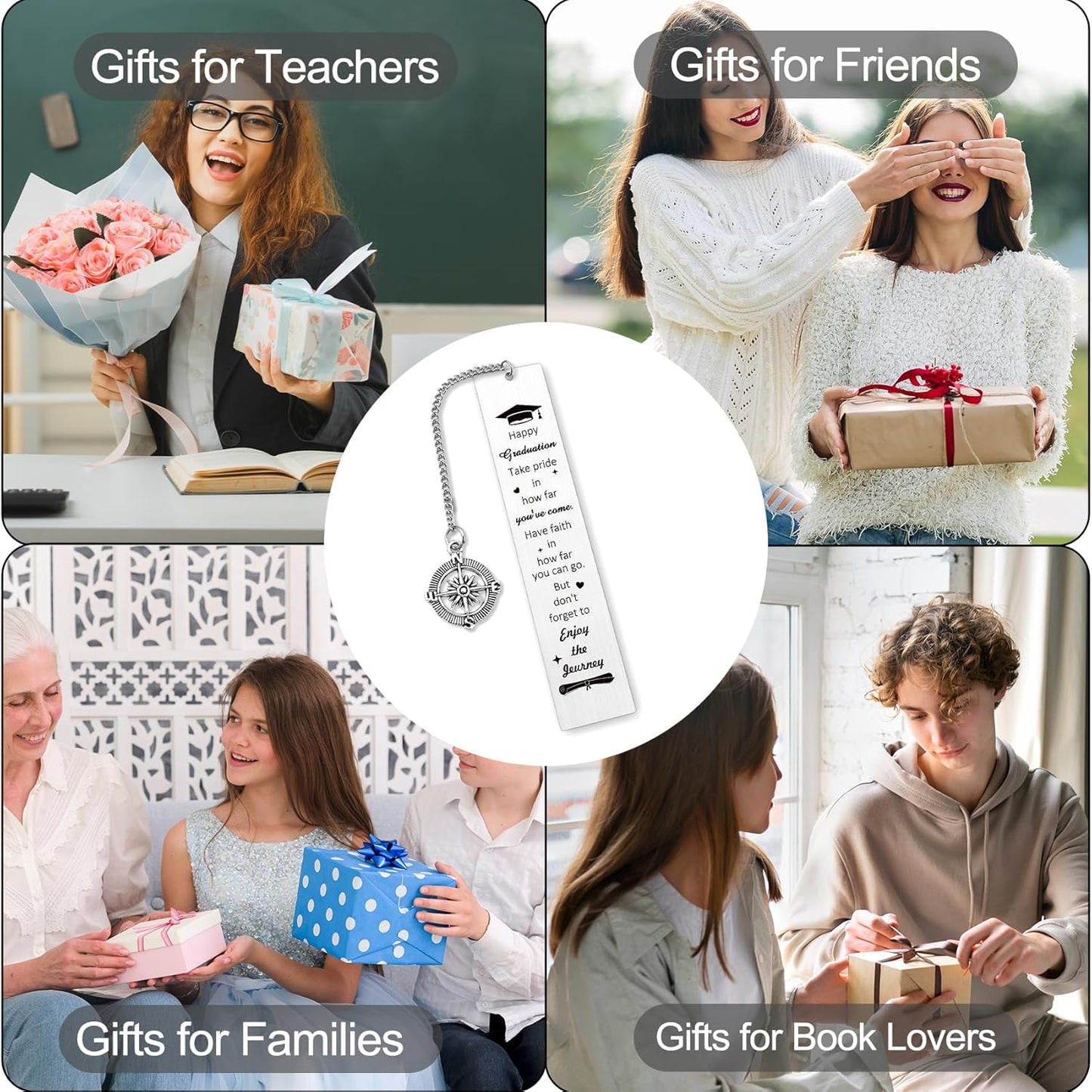 Graduation Gifts for Women Men Reading Lovers Metal Bookmark Book Accessories Happy College High School Graduation Congratulations Congrats Grad 2025 Gift for Him Her Personalized Book Mark
