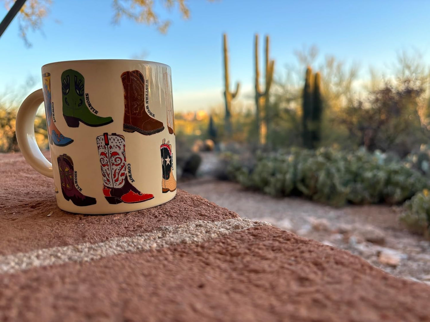 The Unemployed Philosophers Guild Cowboy Boots Mug - Featuring 13 illustrations of Western Footware, Comes in a Fun Gift Box, 12 oz