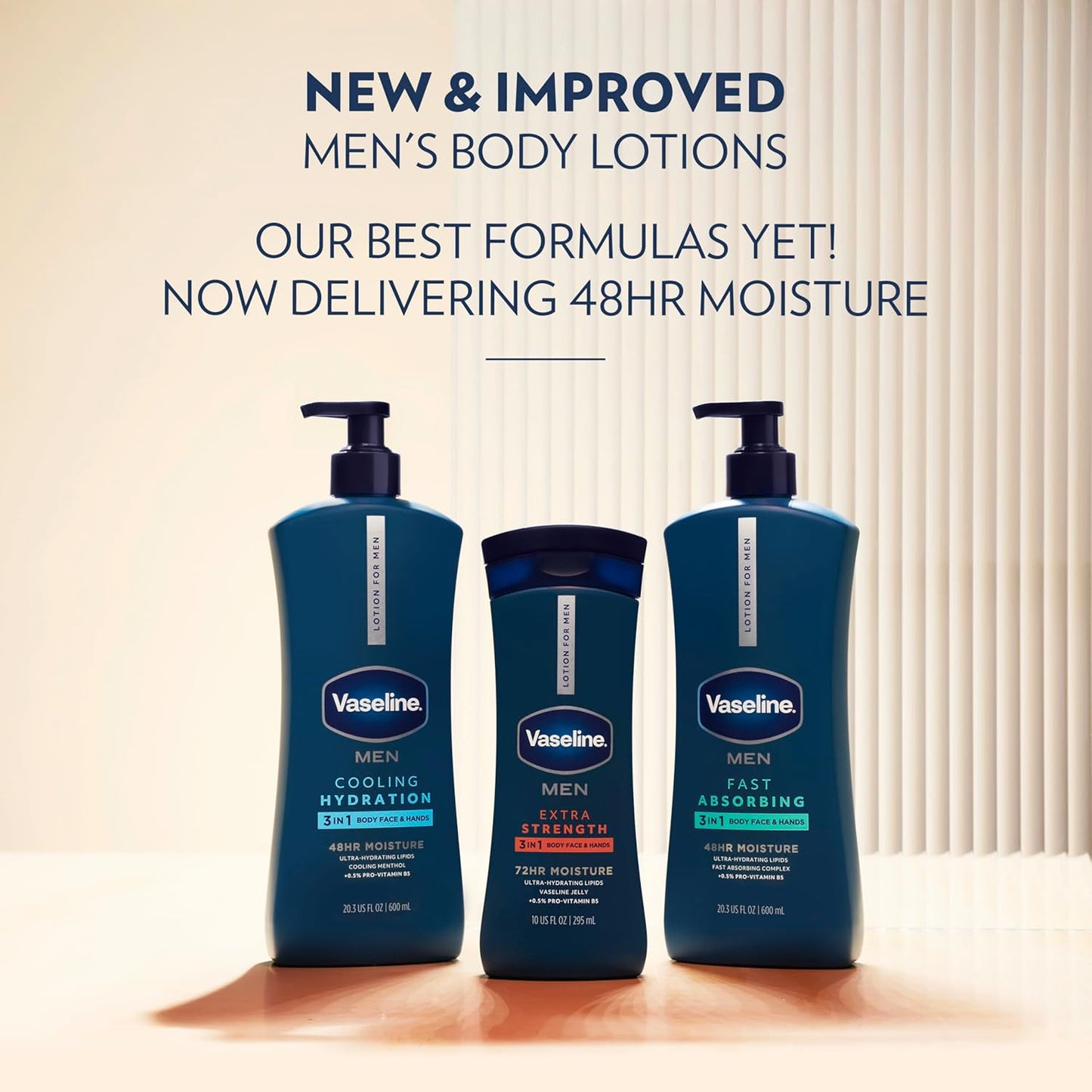 Vaseline Men's Healing Moisture Hand & Body Lotion For Dry or Cracked Skin Fast Absorbing Non-Greasy Lotion for Men 20.3 oz, Pack of 3