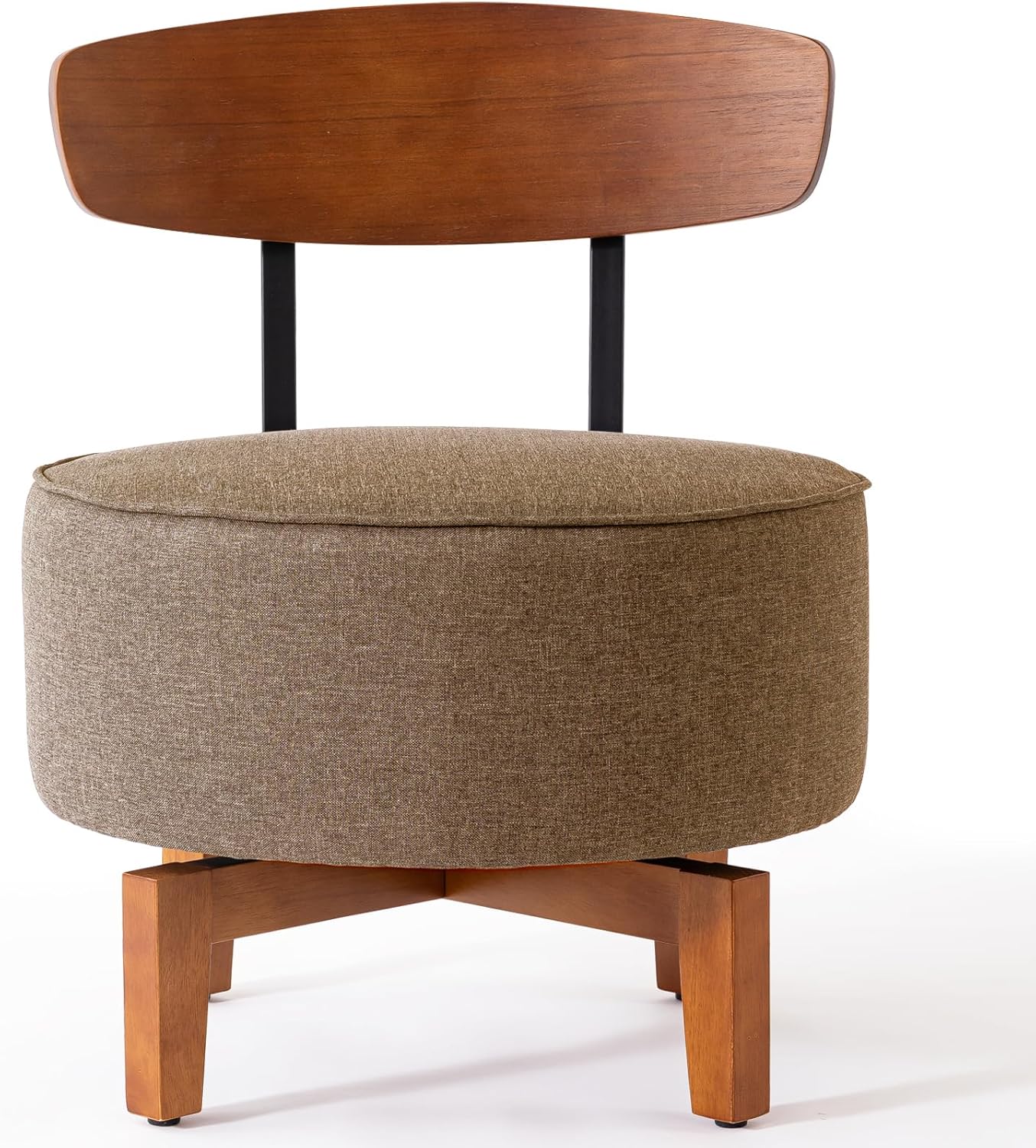 Swivel Accent Chair Living Room Chair with Back, upholstered Wood mid Century Modern Chair for Bedroom Office, Linen Brown