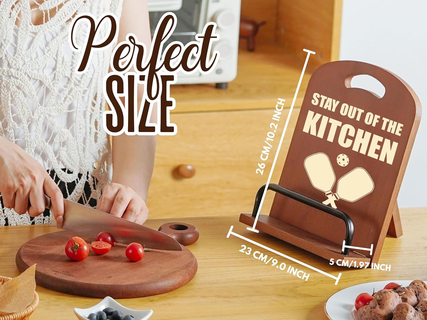 InnoBeta Pickleball Gifts for Women, Cookbook Stand for Kitchen Counter, Perfect Gifts for Pickleball Lovers on Birthday, Adjustable Tablet Recipe Book Holder, Unique Sports & Home Decor