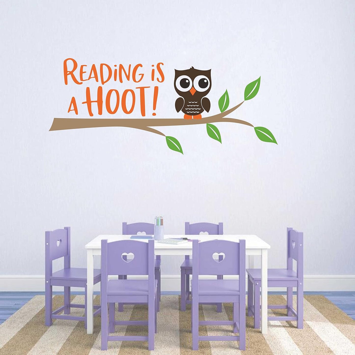 Reading is a Hoot Wall Decal Children Study Room Wall Art Teacher or Library Decor Vinyl Wall Stickers Quote Wall Décor A13 (Small)