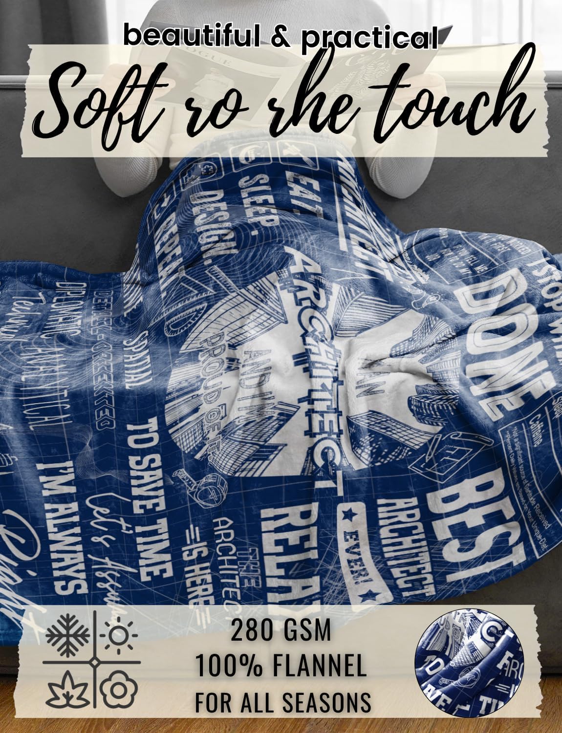 InnoBeta Gifts for an Architect, Architect Throw Blanket - Flannel 50x65 Inches Blanket - Christmas, Birthday, Graduation, Thanksgiving Gift