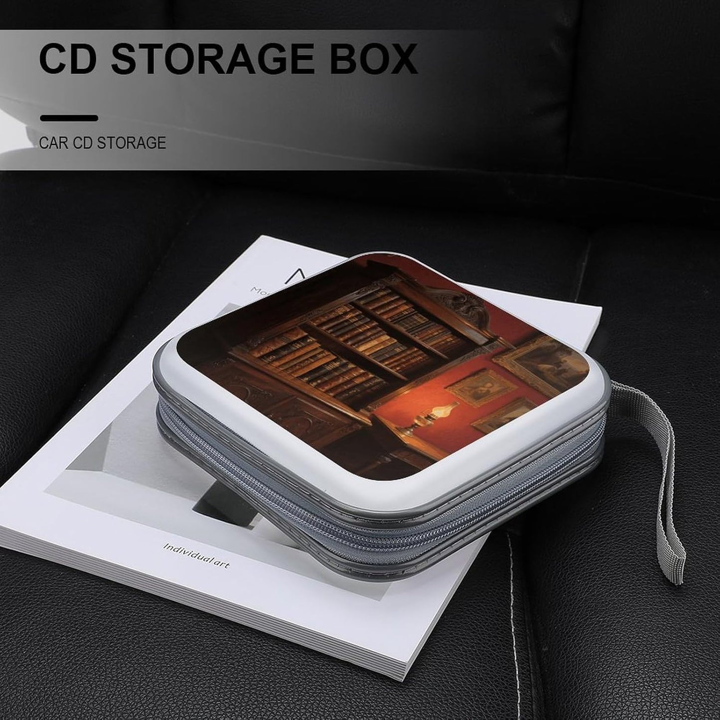 Bookshelf DVD Case With Zipper Portable CD Case Hardshell DVD VCD Binder Storage Box EVA Protective Blu-ray Wallet 40 Capacity CD Wallet Movie Music Media Disc Wallets