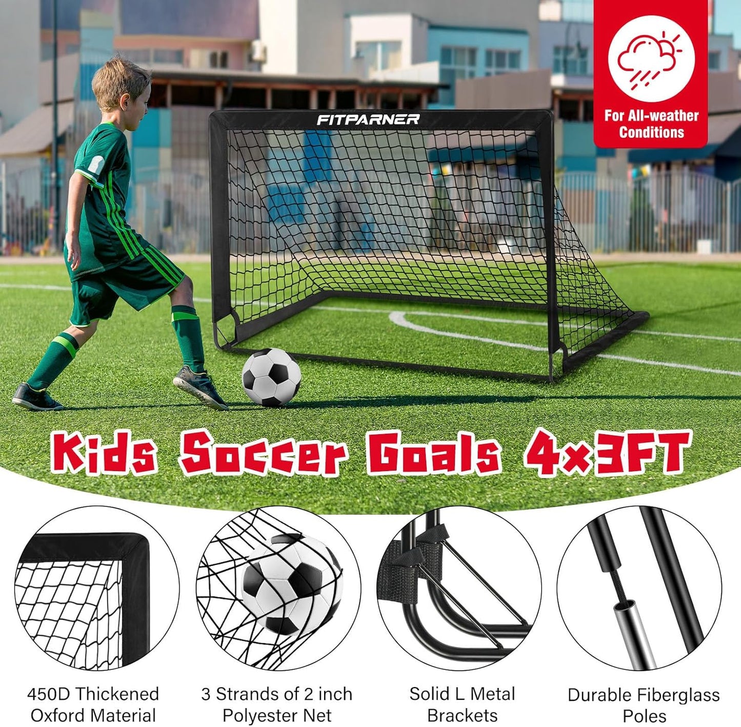 Soccer Goal,Backyard Soccer Goals for Kids 2 Pack,4x3/6x4 FT Portable Pop Up Soccer Nets with Target,Ball&Cones,Complete Training Equipment for Kids Youth Outdoor Sports Practice