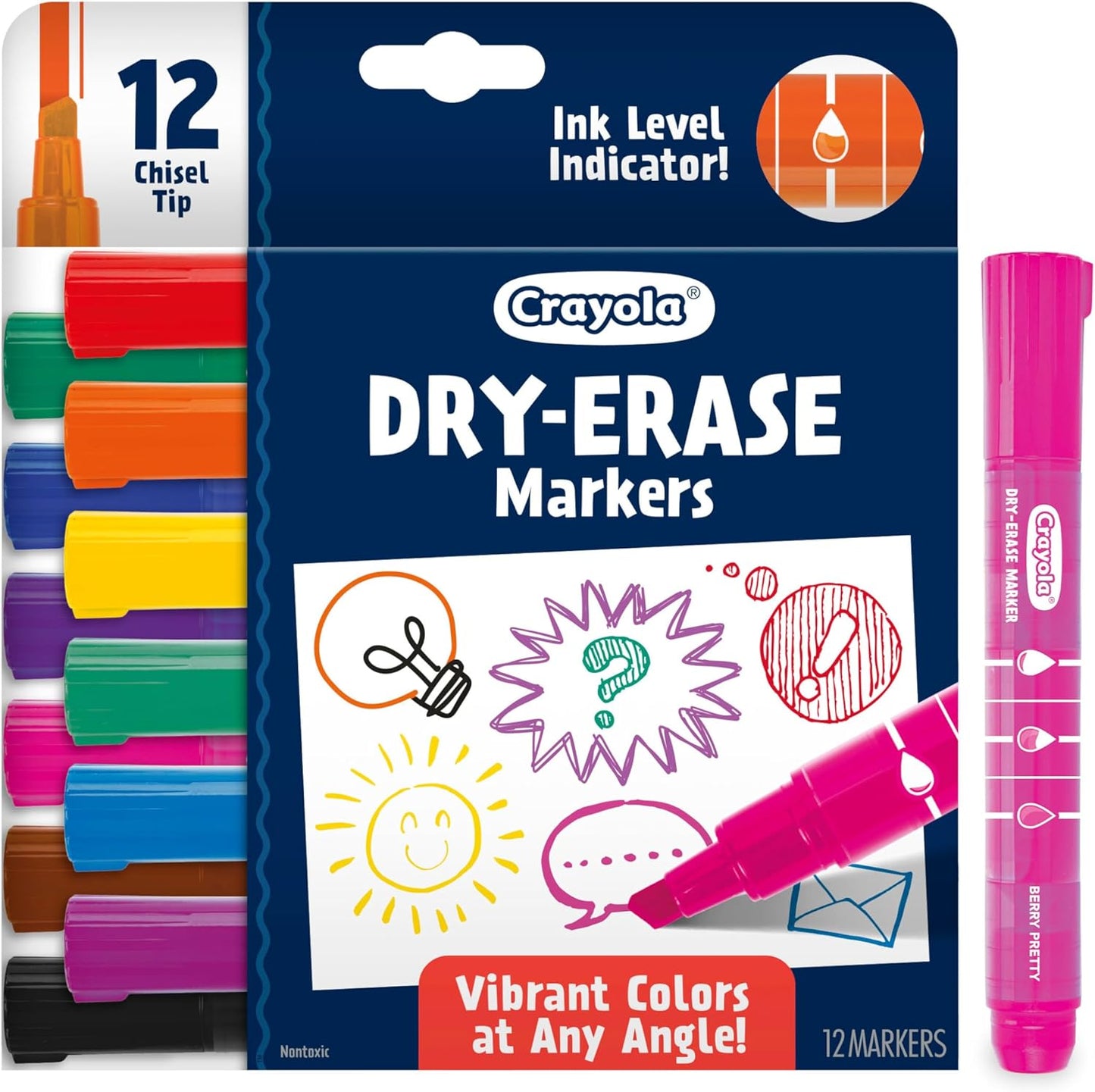 Crayola Take Note Dry Erase Markers for School (12ct) Essential Easter Basket Stuffers, Chisel Tip Whiteboard Markers, Spring Craft Supplies for Teachers, Low Odor