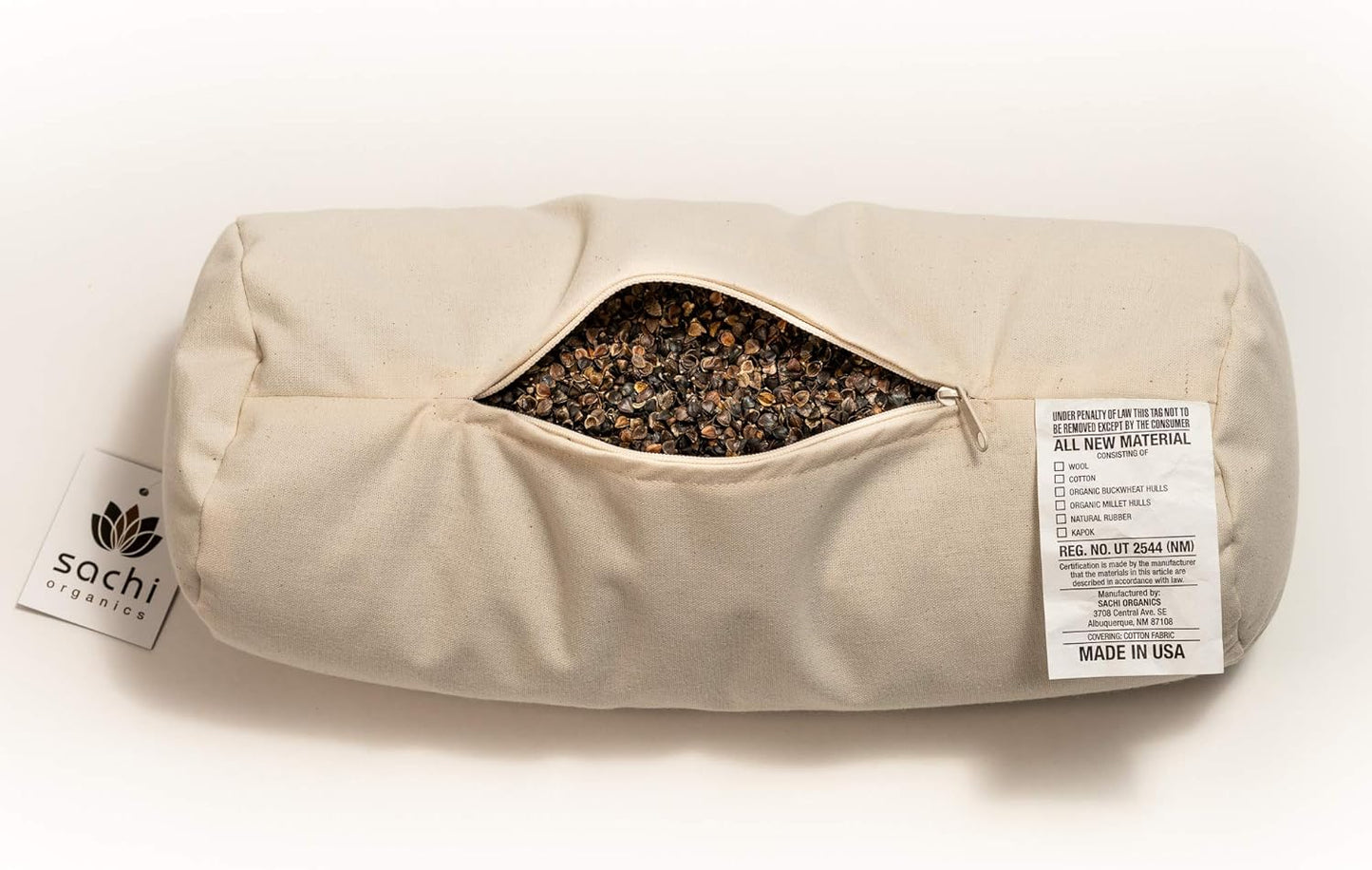 Sachi Organics Buckwheat Cylinder Neck Pillow