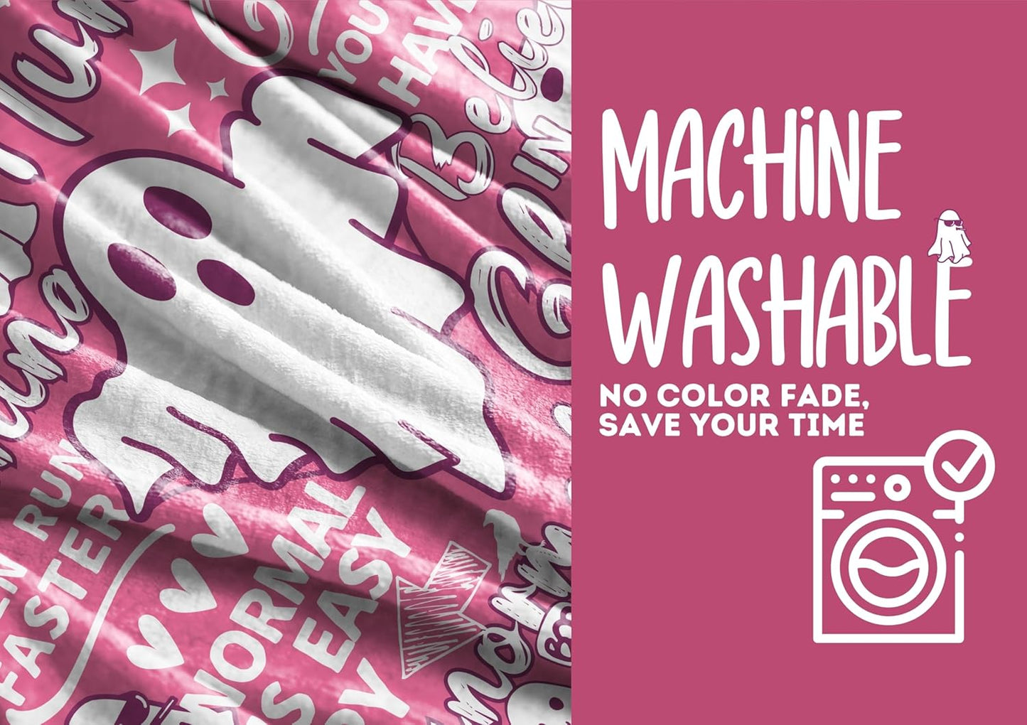 Ghost Hunter Gifts for Women, Halloween Blanket for Ghost Hunting Soft Flannel Blanket Throws (50"x 65") Pink