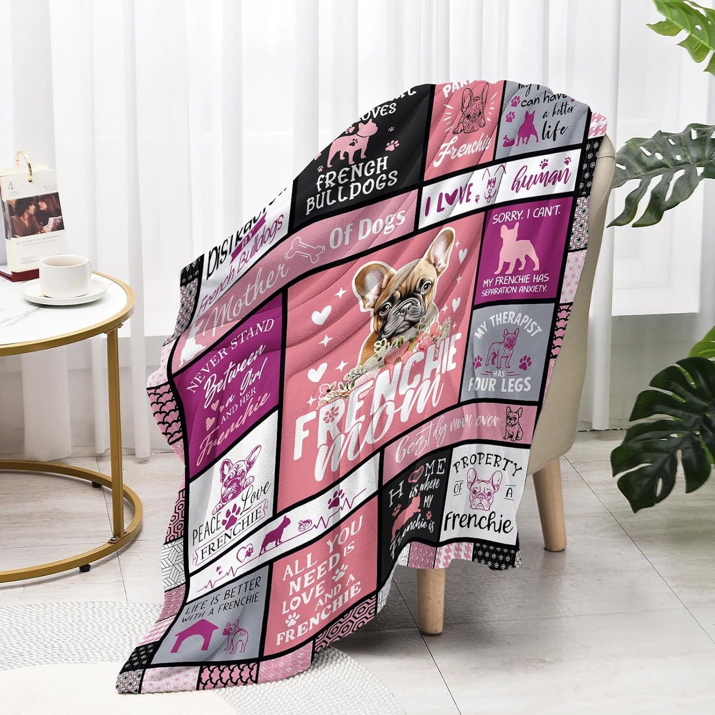 French Bulldog Gifts, Frenchie Gift for Women, French Bulldog Gift for Lovers/Kids/Owner, Frenchie Mom/Themed Gift Throw Blanket 60" x 50"