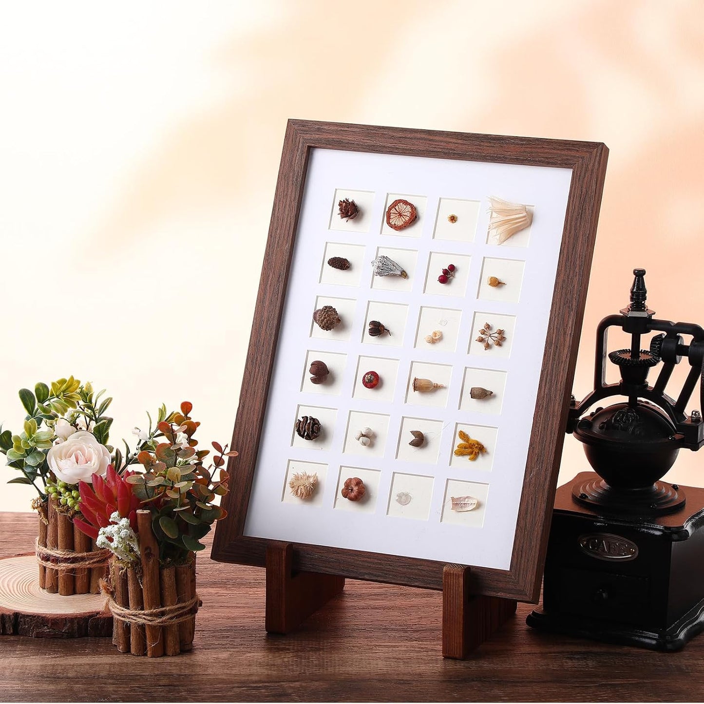 6 Pack Cookbook Stand for Kitchen 8.7 Inch Wooden Recipe Book Holder for Kitchen Counter Rustic Brown Multifunction Decorative Table Top Easels Stand for Display Cook Book Plate Picture Frame