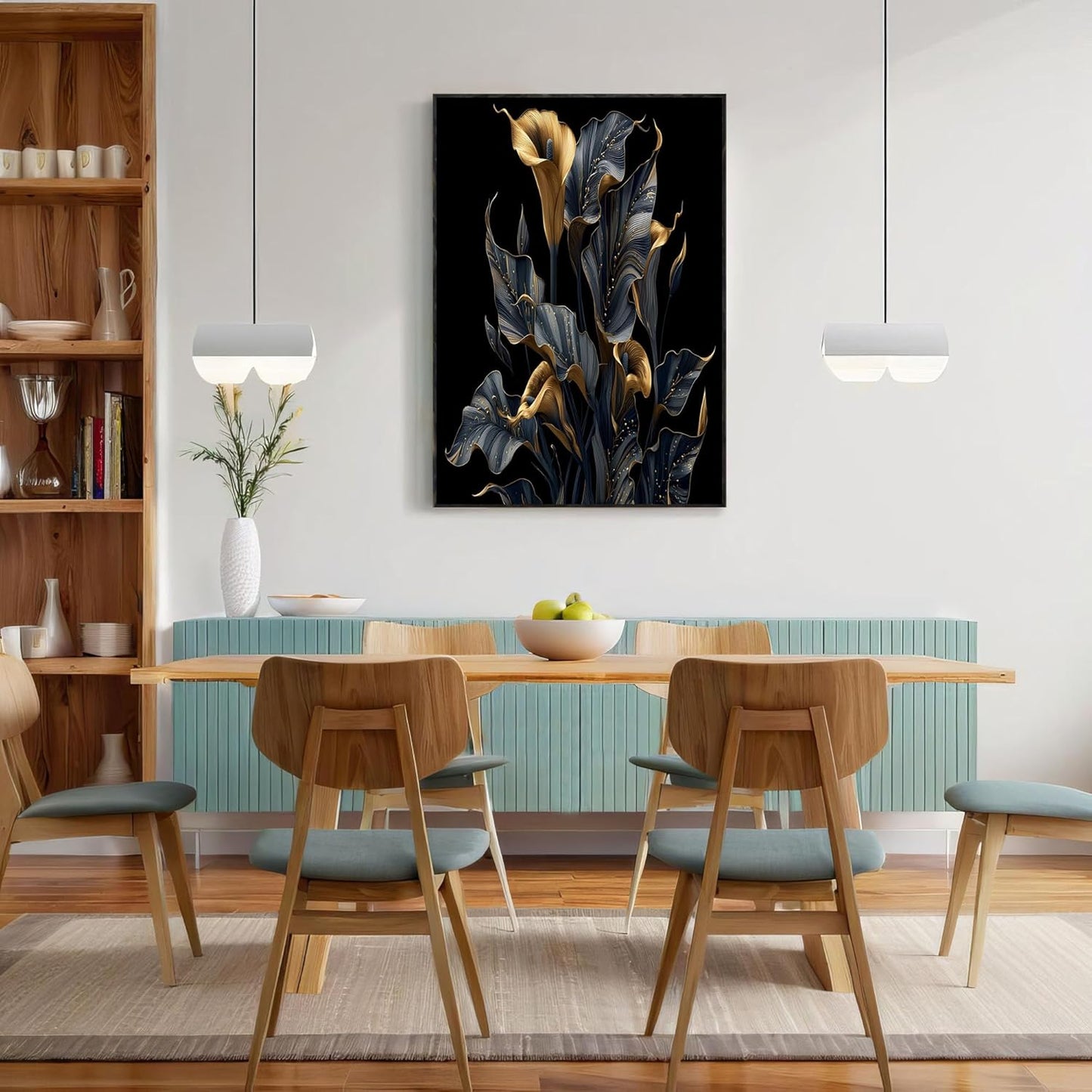 GDJSMIN Realistic Art Style Wall Art, Calla Lily Illustration Poster for Reading Room Living Room Decor 12x 16 inch Unframed