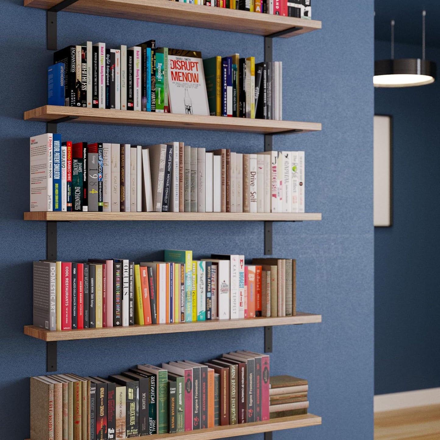 Wallniture Cervo 48" x 10" Rustic Wall Mounted Floating Shelves, Wall Bookshelf for Living Room Decor, Kitchen Shelves, Floating Shelf, Set of 3, Burnt