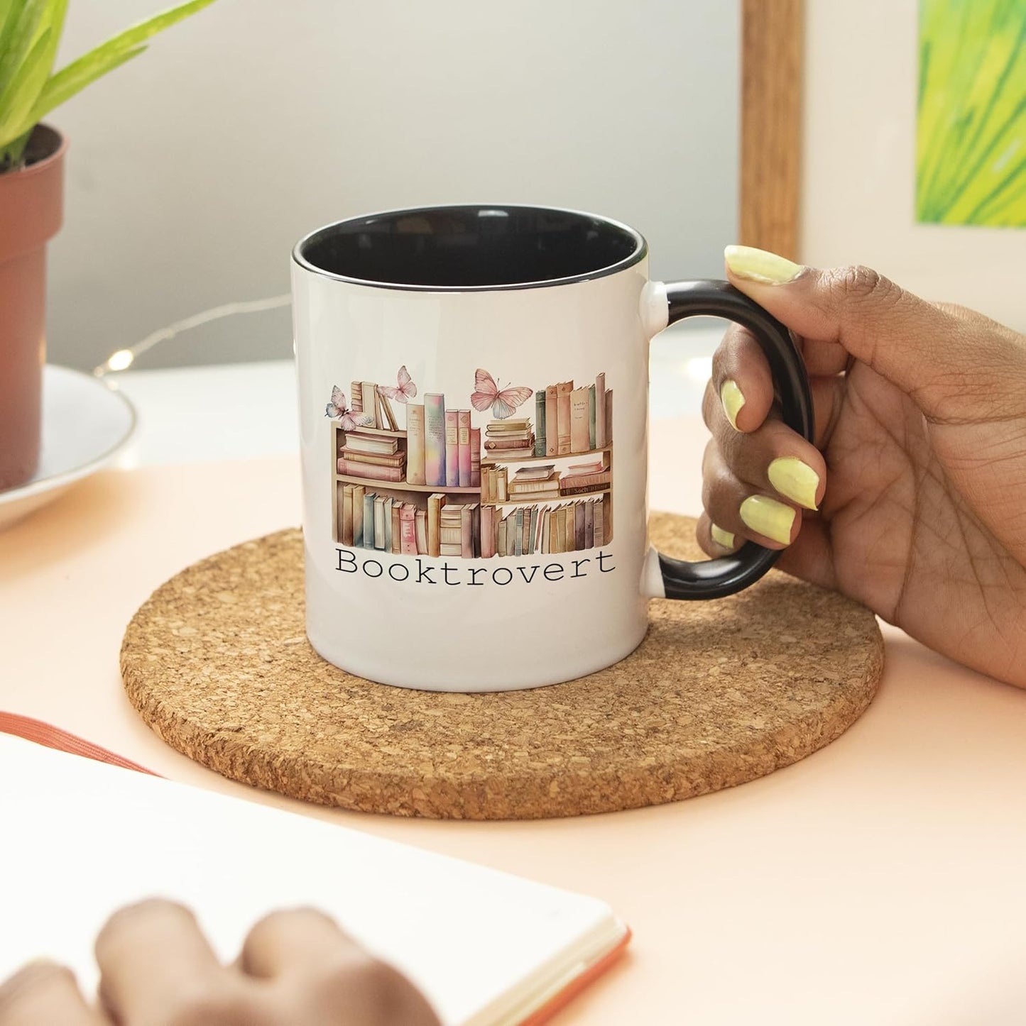 YouNique Designs Booktrovert Mug, Ceramic Book Lovers Coffee Mug 11oz, Book Lovers Gifts for Book Lovers Women, Bookish Gifts, Book Club Gifts, Book Lovers Gift Ideas, Book Reader (Black Handle)