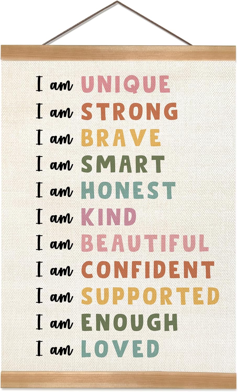 ZTGDA I Am Kind, I Am Brave Wall Art Poster, Inspirational Positive Quotes Linen Canvas Wall Hanging Decor for Classroom,Nursery,Playroom,Bedroom, Toddler Room,or Encourage Gifts(I am king-4)