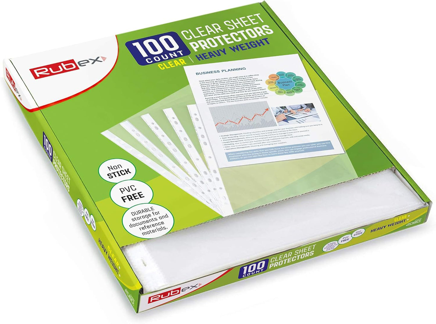 Heavyweight Sheet Protectors, Holds 8.5 x 11 inch Sheets, 9.25 x 11.25 inch Top Loading, Clear, Reinforced 11-Hole, Acid-Free, Archival Safe for Documents and Photos (100 Sheets)