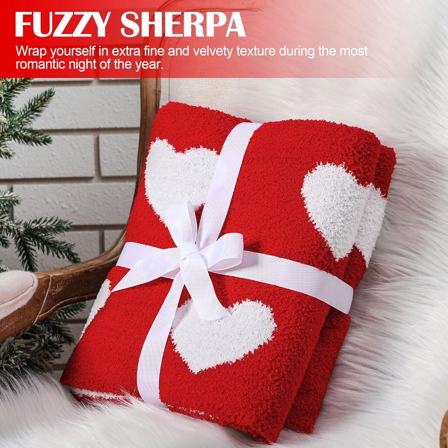Valentine's Day Throw Blankets Pillow Gifts Set Valentines Gift Include Double Sided Flannel Blanket 50 x 60 Inch and Plush Throw Pillows Cushion for Couch Sofa Bed Decorations