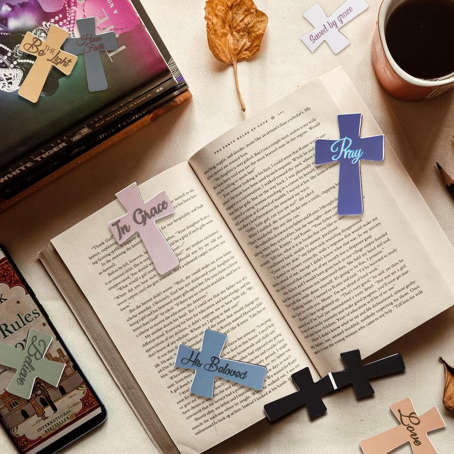 48 Pieces Magnetic Christian Religious Cross Bookmark Bible Verses Book Marks Magnet Inspirational Scripture Book Markers Page Clips Gifts for Women Student School Reading Party Favor,12 Styles