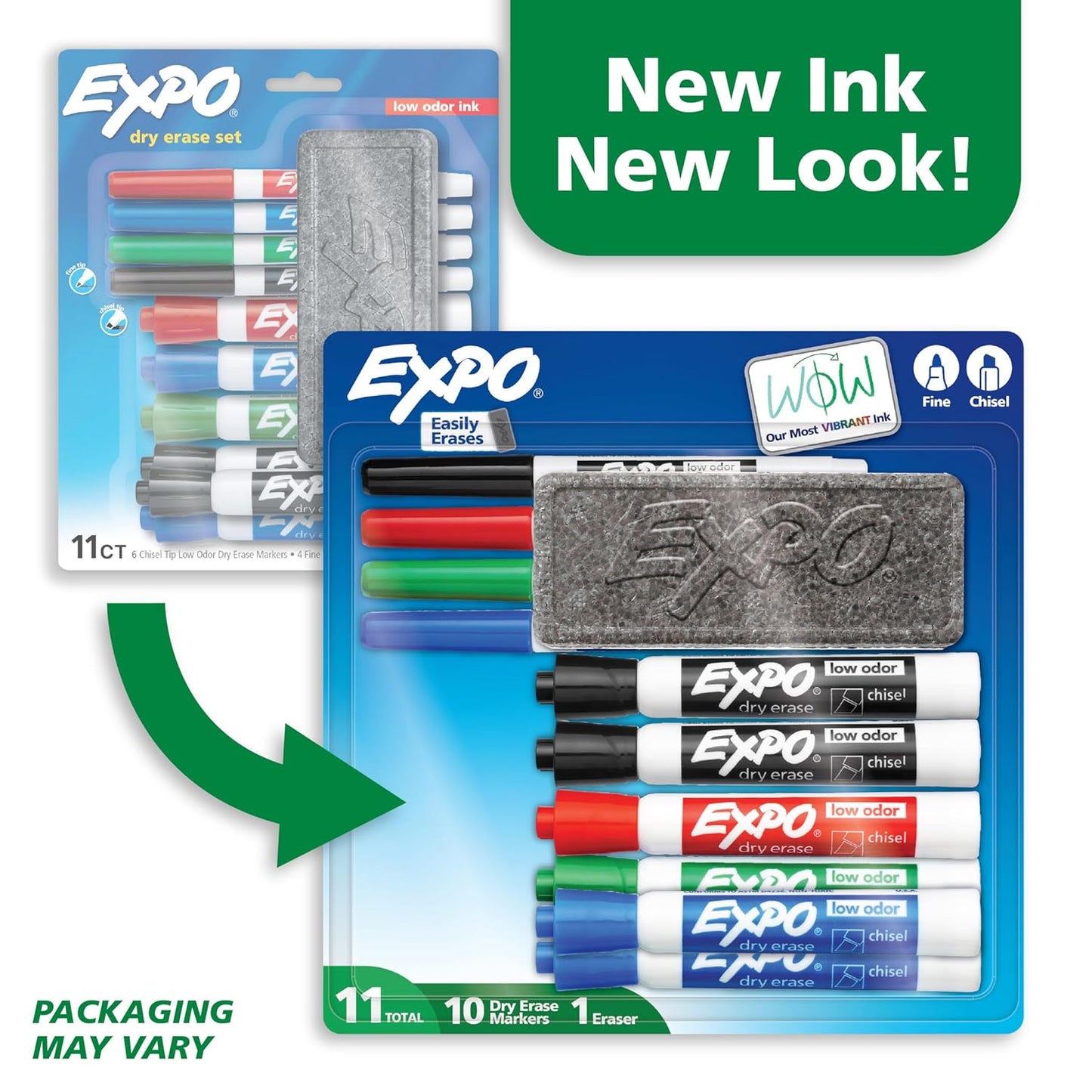 EXPO Dry Erase Markers Set, Fine & Chisel Tips, 11 Count - Classroom, Office Supplies, For White Boards, Easily Erases