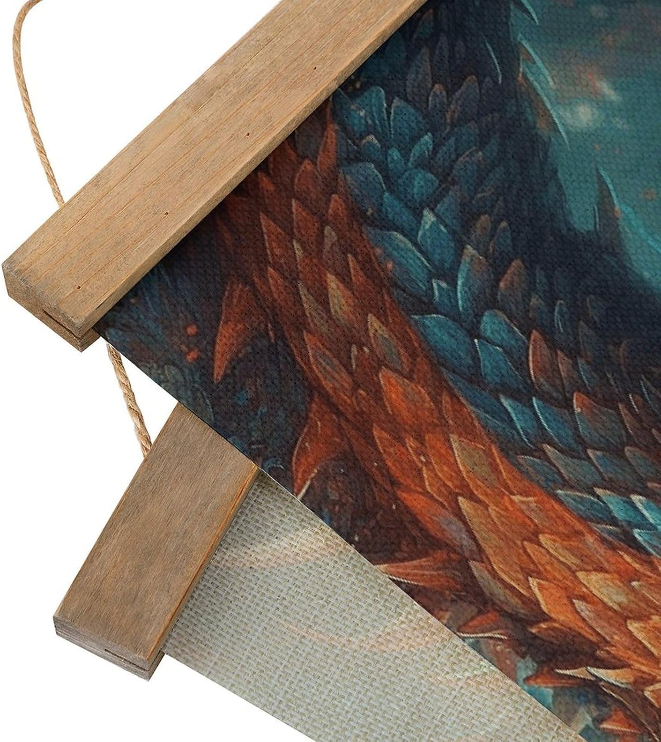 Vintage Dragon Art Poster with Wooden Frame Personalized Linen Hanging Scroll Painting Rustic Wall Hanging Illustrative Modern Artwork Decor for Home Living Room Bedroom Office