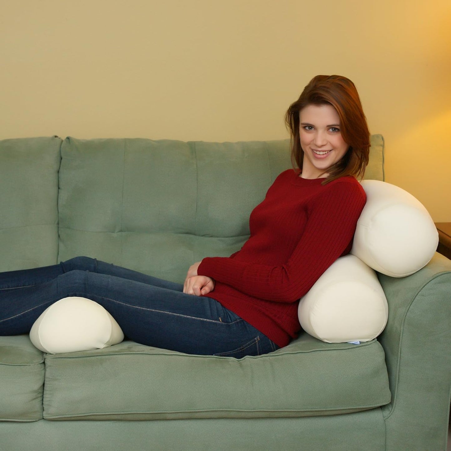 Squishy Deluxe Microbead Body Pillow with Silky Removable Cover, Extremely Huggable, Full Body Support, Keeps Spine in Proper Alignment, Doubles As a Pregnancy & Nursing Pillow, 47 X 7” (Sky Blue)
